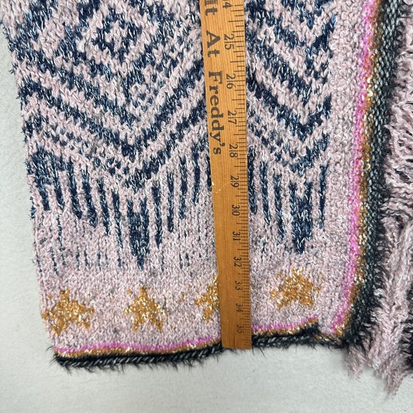 Pilcro Anthropologie Evil Eye Fringe Cardigan Sweater XS/S Boho Intarsia Knit - Picture 9 of 11